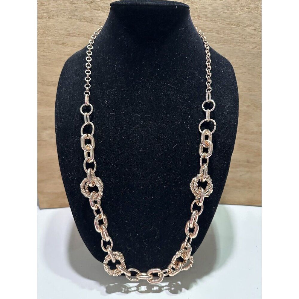 charming charlie statement necklace Long Pink Gold Tone Chain Link